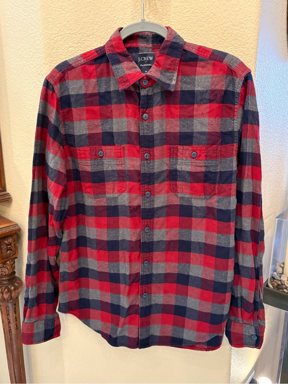 J. Crew Men Multicolor Plaid Flannel Button Shirt Size Medium